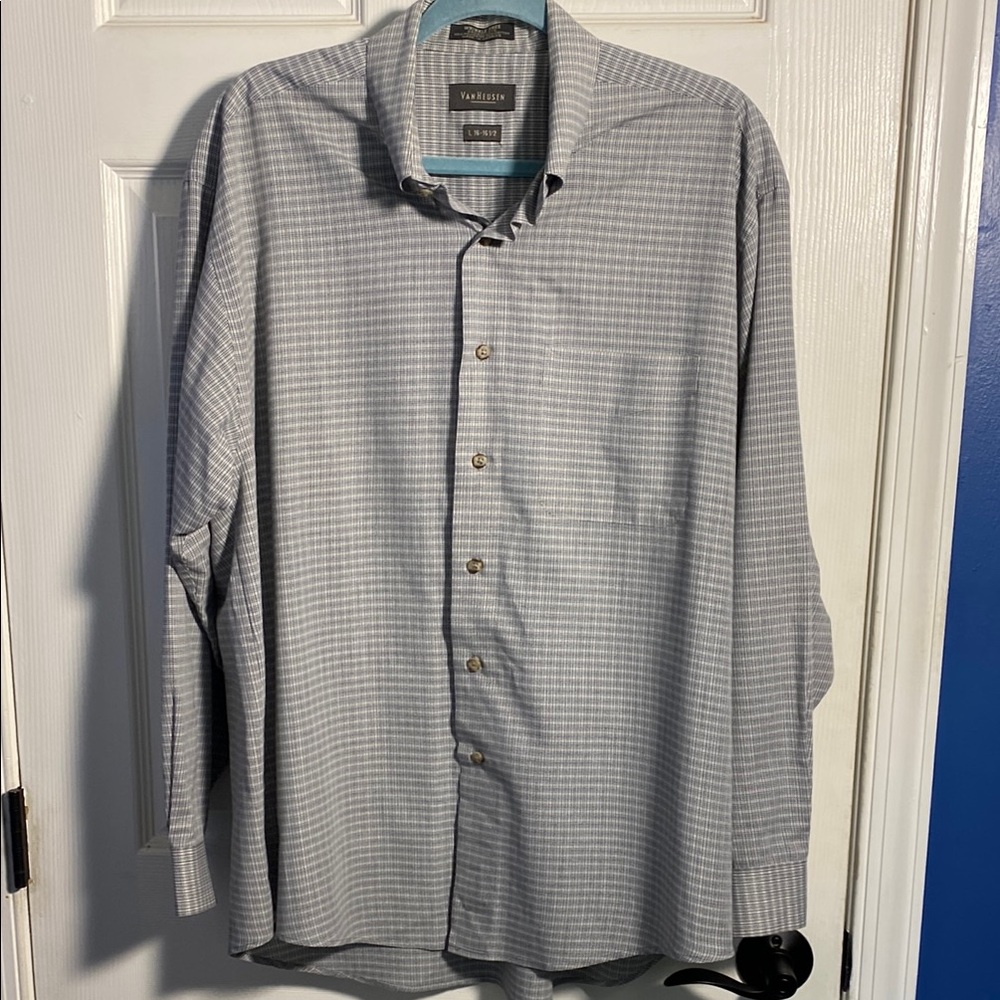 Van Heusen Casual Long Sleeve Button Down Shirt with Classic Check L 16-16 1/2